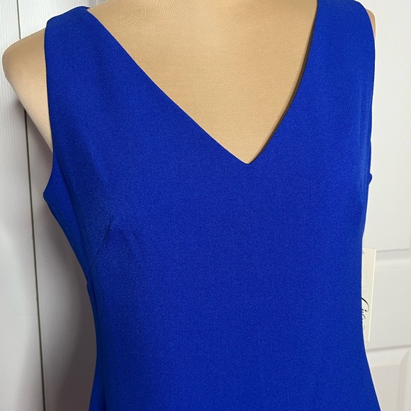 Eliza J Royal Blue sheath ruffled hem V-Neck Mini cocktail Dress, NWT, size 8 - Picture 6 of 17